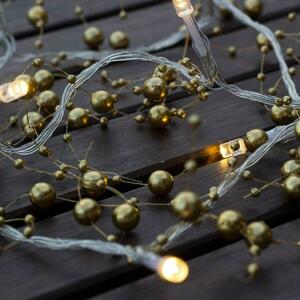DecoLED LED světelný řetěz na baterie - zlaté perly, teple bílá, 10 diod, 1, 3m obraz