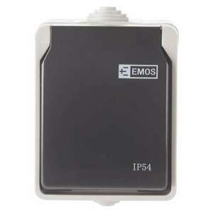 EMOS Zásuvka nástěnná, šedo-černá, IP54 3104139700 obraz