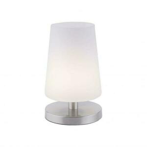 PAUL NEUHAUS LED stolní lampa s ocelovou základnou s decentním bílým podlouhlým stínítkem na lampu 3000K PN 4146-55 obraz