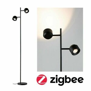 PAULMANN LED stojací svítidlo Smart Home Zigbee Puric Pane 2700K 2x3W černá obraz
