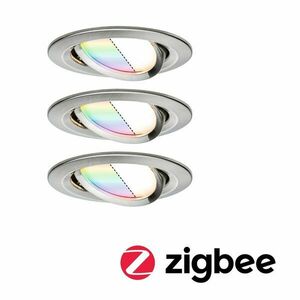 PAULMANN SmartHome Zigbee vestavná svítidla sada LED Coin Nova Plus 3x3, 5W RGBW kruhové kov kartáčovaný 929.65 P 92965 obraz