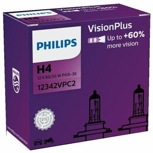 Philips H4 12V 60/55W P43t Vision Plus +60% 2ks 12342VPC2 obraz