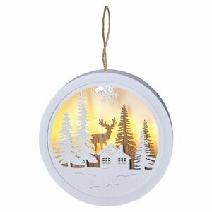 Solight LED dekorace závěsná, les a jelen, bílá a hnědá, 2x AAA 1V223-A obraz