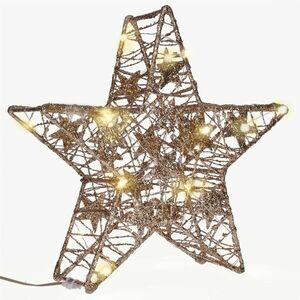 Solight vánoční hvězda glitter, zlatá, kovová, 14x LED, 2x AA 1V240 obraz