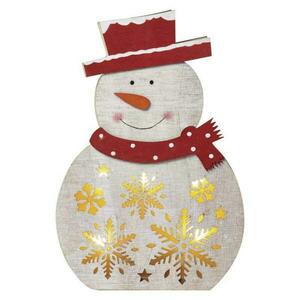 EMOS LED vánoční sněhulák dřevěný, 30cm, 2× AAA, teplá bílá, čas. DCWW07 obraz