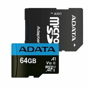 ADATA Micro SDXC Premier 64GB + SD adaptér, UHS-I A1, Class 10 - rychlost 85 MB/s (AUSDX64GUICL10A1-RA1) obraz