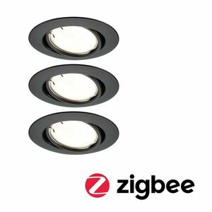 PAULMANN LED vestavné svítidlo Smart Home Zigbee Base Coin základní sada výklopné kruhové 90mm 20° 3x4, 9W 230V stmívatelné 3000K černá mat 924.65 obraz