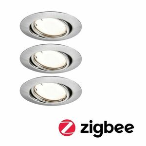 PAULMANN LED vestavné svítidlo Smart Home Zigbee Base Coin základní sada výklopné kruhové 90mm 20° 3x4, 9W 230V stmívatelné 3000K kov kartáčovaný 924.64 obraz