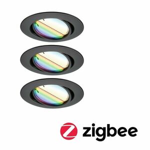 PAULMANN LED vestavné svítidlo Smart Home Zigbee Base Coin základní sada výklopné kruhové 90mm 20° 3x4, 9W 230V stmívatelné RGBW+ černá mat 924.68 obraz
