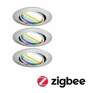 PAULMANN LED vestavné svítidlo Smart Home Zigbee Base Coin základní sada výklopné kruhové 90mm 20° 3x4, 9W 230V stmívatelné RGBW+ kov kartáčovaný 924.67 obraz