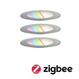 PAULMANN Plug & Shine LED zemní svítidlo Smart Home Zigbee Floor RGBW 3ks sada IP67 RGBW 3x2W 21VA ocel 947.52 obraz