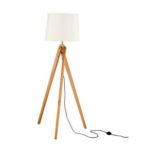NOVA LUCE stojací lampa ALMA přírodní dřevo bílé stínidlo černý kabel E27 1x12W bez žárovky 60201 obraz