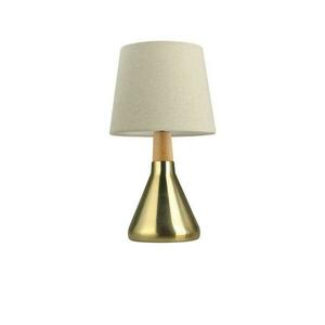 NOVA LUCE stolní lampa MONTES mosazný kov a přírodní dřevo bílé stínidlo E14 1x5W bez žárovky 7605168 obraz