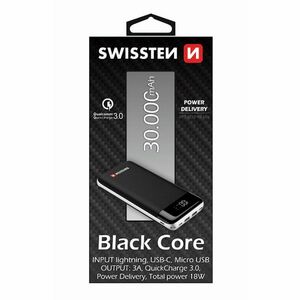 Swissten Black Core Slim Powerbank 30.000 mAh obraz