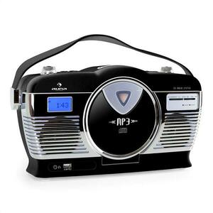 Auna RCD-70BL, retro rádio, FM, USB, CD, MP3, baterie, černé obraz