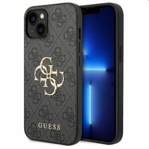 Pouzdro Guess PU 4G Metal Logo pro iPhone 15 Plus, šedé obraz