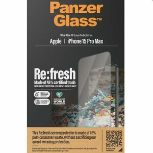 Ochranné sklo PanzerGlass Re: fresh UWF s aplikátorem pro Apple iPhone 15 Pro Max, černé obraz
