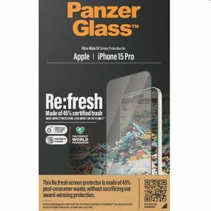 Ochranné sklo PanzerGlass Re: fresh UWF s aplikátorem pro Apple iPhone 15 Pro, černé obraz