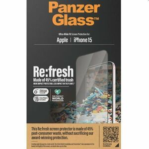 Ochranné sklo PanzerGlass Re: fresh UWF s aplikátorem pro Apple iPhone 15, černé obraz