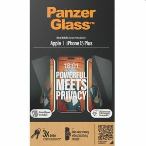 Ochranné sklo PanzerGlass UWF Privacy s aplikátorem pro Apple iPhone 15 Plus, černé obraz