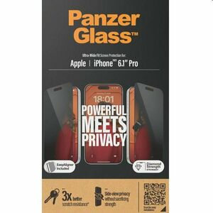 Ochranné sklo PanzerGlass UWF Privacy s aplikátorem pro Apple iPhone 15 Pro, černé obraz