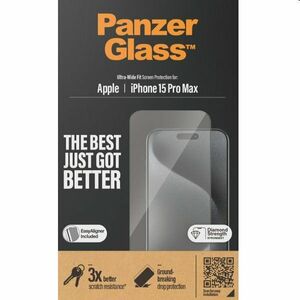 Ochranné sklo PanzerGlass UWF s aplikátorem pro Apple iPhone 15 Pro Max, černé obraz