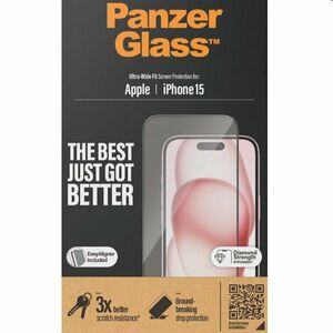 Ochranné sklo PanzerGlass UWF s aplikátorem pro Apple iPhone 15, černé obraz