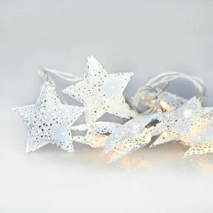 Solight LED řetěz vánoční hvězdy, kovové, bílé, 10LED, 1m, 2x AA, IP20 1V224 obraz