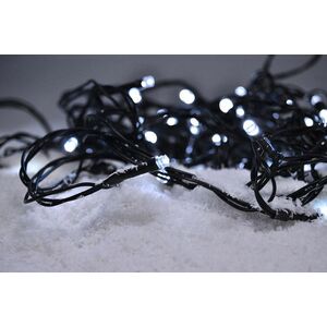 Solight LED venkovní vánoční řetěz, 100LED, 10m, 3m přívod, 8 funkcí, IP44. 3x AA, studená bílá 1V57-W obraz