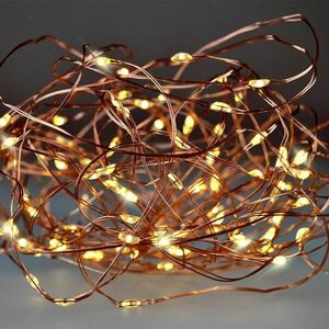 Solight vánoční řetěz měděný, 100x mini LED, 10m, 3 x AA, teplé světlo 1V54-WW obraz