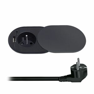 Solight vestavná zásuvka s posuvným víčkem, USB A+C nabíječka, 2m, matná černá PP124USBC-B obraz