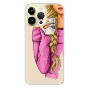 Odolné silikonové pouzdro iSaprio - My Coffe and Blond Girl - iPhone 14 Pro Max obraz