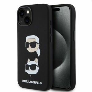 Pouzdro Karl Lagerfeld Liquid Silicone Karl and Choupette Heads pro Apple iPhone 15 Plus, černé obraz