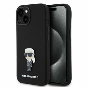 Zadní kryt Karl Lagerfeld Liquid Silicone Metal Ikonik pro Apple iPhone 15, černé obraz