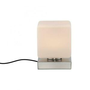 PAUL NEUHAUS LED stolní lampa stříbrná, tvar kostky, dotykový stmívač, nadčasový design 3000K obraz