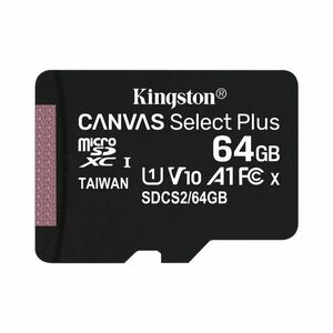 Kingston Canvas SeIect Plus Micro SDXC 64GB, UHS-I A1, Class 10 - rychlost 100 MB/s obraz