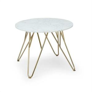 Besoa Round Pearl, konferenční stolek, 55x45 cm (Ø x V), mramor, zlatý/bílý obraz
