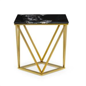 Besoa Black Onyx II, konferenční stolek, 50 x 55 x 35 cm (Š x V x H), mramor, zlatý/černý obraz