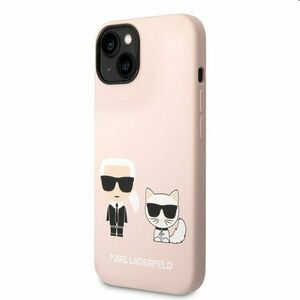 Pouzdro Karl Lagerfeld MagSafe Liquid Silicone Karl and Choupette pro Apple iPhone 14, růžové obraz