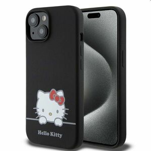 Zadní kryt Hello Kitty Liquid Silicone Daydreaming Logo pro Apple iPhone 15, černé obraz