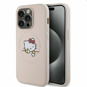Zadní kryt Hello Kitty PU Kitty Asleep Logo MagSafe pre Apple iPhone 15 Pro Max, růžové obraz