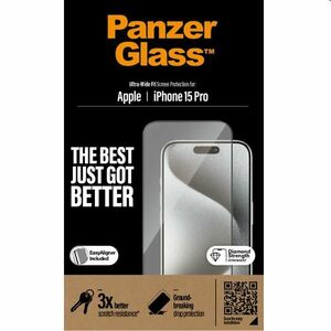 Ochranné sklo PanzerGlass UWF s aplikátorem pro Apple iPhone 15 Pro, černé obraz