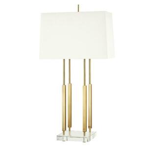 HUDSON VALLEY stolní lampa RHINEBECK mosaz/textil staromosaz/bílá E27 1x40W L1057-AGB-CE obraz