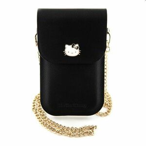 Hello Kitty PU Metal Logo Leather Wallet Phone Bag, black obraz