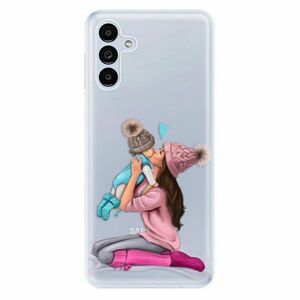 Odolné silikonové pouzdro iSaprio - Kissing Mom - Brunette and Boy - Samsung Galaxy A13 5G obraz