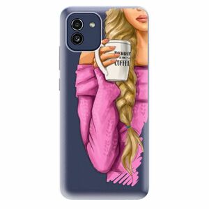 Odolné silikonové pouzdro iSaprio - My Coffe and Blond Girl - Samsung Galaxy A03 obraz