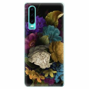 Odolné silikonové pouzdro iSaprio - Dark Flowers - Huawei P30 obraz