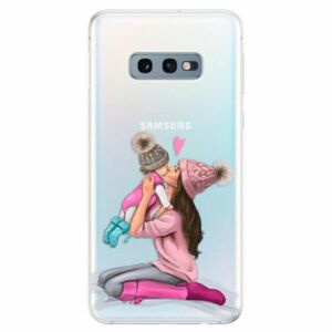 Odolné silikonové pouzdro iSaprio - Kissing Mom - Brunette and Girl - Samsung Galaxy S10e obraz