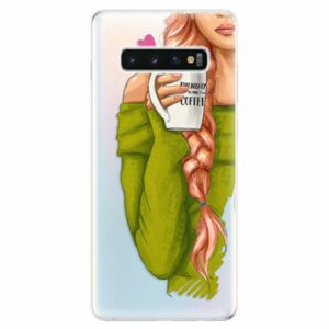 Odolné silikonové pouzdro iSaprio - My Coffe and Redhead Girl - Samsung Galaxy S10+ obraz