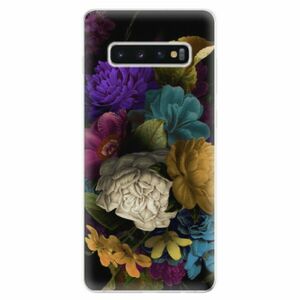 Odolné silikonové pouzdro iSaprio - Dark Flowers - Samsung Galaxy S10+ obraz